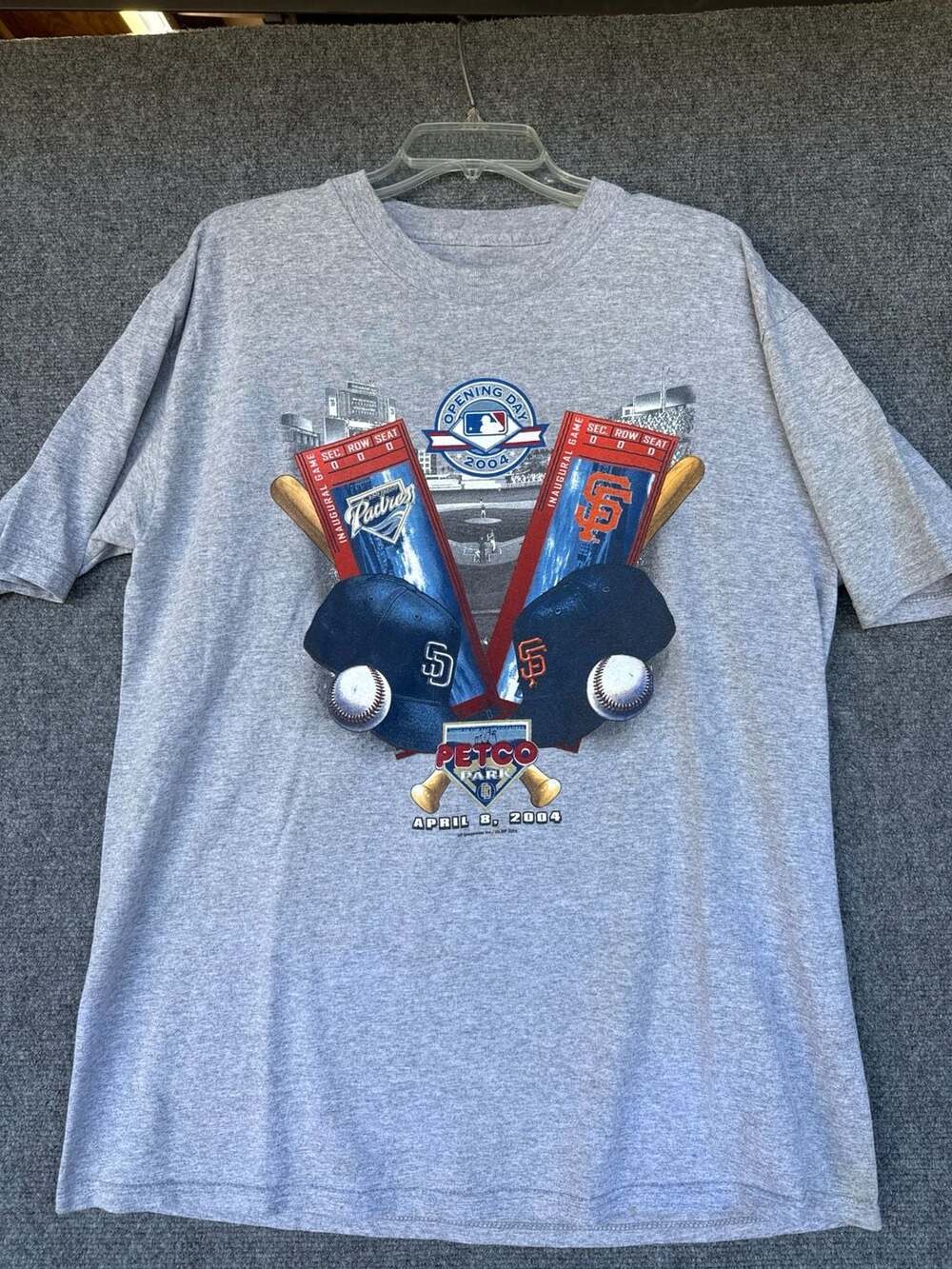 Vintage 2004 San Diego Padres Petco Park Opening Day T-Shirt Giants vs Padres